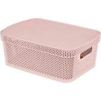 Корзина д/хранения Ajur 11л c крышкой прямоуг. бежевый топаз KL4115 /14шт/ПР