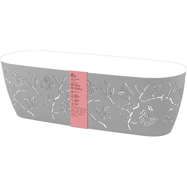 Балконный ящик 47см Бабочки овальный серый шторм РТ4016
