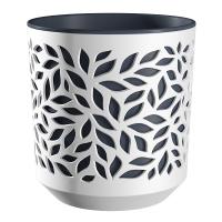 Кашпо Листья 8л белый с антрацит вставкой КШ-5834 /12шт/ПП 