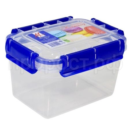 Контейнер для пищевых продуктов 1,1л квадрат. герметичный с защелками /06341  Контейнер для пищевых продуктов 1,1л квадрат. герметичный с защелками /06341