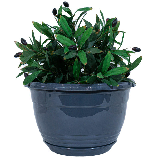 Цветочный горшок Глория 5,6л антрацит с прикрепленным поддоном