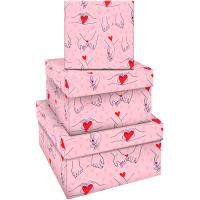 Набор квадратных коробок 3в1 "Falling in love" (19,5*19,5*11-15,5*15,5*9см) MESHU /MS_46585/Рельеф