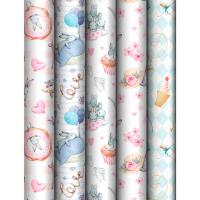 Упаковочная бумага 70*100см "Tenderness" 80г/м2 ассорти 5 дизайнов MESHU /372615/Рельеф