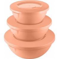 Набор мисок HELSINKI (3л+2л+1л) с крышками персиковая карамель PT1280 /11шт/ПР