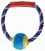 Игрушка с Аппорт веревочный кольцо с ручкой и мячом/C2298/ЗР