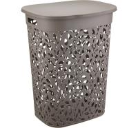 Корзина д/белья 55л ФЛОРА французский серый М2621 /5шт/М-пласт