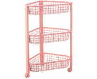 Полка универсальная 3 секции угловая ЕВРО чайная роза на колесиках М2756 