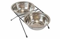 Миска двойная напольная ЭКО металл 2*2л черная
