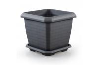 Цветочный горшок Измир 74,3л антрацит квадрат с поддоном