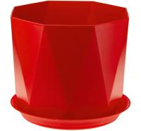 Кашпо ПРИЗМА 2,6л красный с под. М3138  Кашпо ПРИЗМА 2,6л красный с под. М3138