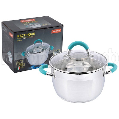 Кастрюля BRAVO, объем 2,1 л, из нерж стали с крышкой из жаропрочного стекла, размер Кастрюля BRAVO, объем 2,1 л, из нерж стали с крышкой из жаропрочного стекла, размер