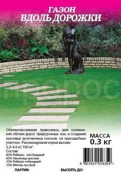 Семена газонной травы Вдоль дорожки 0,3кг Семена газонной травы Вдоль дорожки 0,3кг