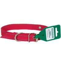 Ошейник капрон 1сл 20мм красный со светоотражающими полосами DONBARON