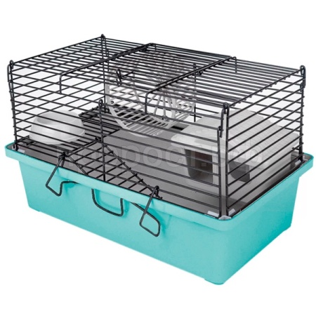 Клетка д/грыз (шиншилла) N1 РПК53 2-х эт укомплектованная 58*40*h52,5см бирюзовая/Евро