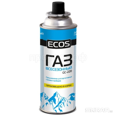 Газ ЭКОС GC-220 в портативном баллоне 220г цанговый всесезонный 