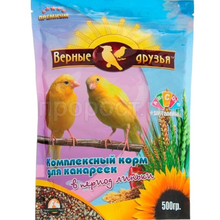 Птицы Верные друзья д/канареек в период линьки 500гр/10шт/