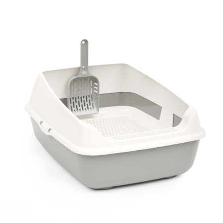 Туалет для кошек глубокий полный комплект с совком серый