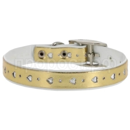 Ошейник синтетик 12мм двойной Сердечко золото 20-24см/00210113-24/Каскад