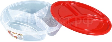 Контейнер 0,8л Snack трехсекционный прозрачный /90шт/05043/ Контейнер 0,8л Snack трехсекционный прозрачный /90шт/05043/