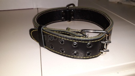 Ошейник кожа+брезент 45мм 3-х слойный 70-75см/41134/Бим