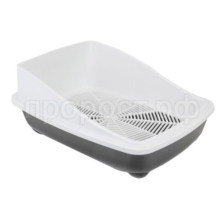 Туалет д/кошек Zoo-M с высоким бортом и сеткой 52*39*20см серый/2903/Дарэлл