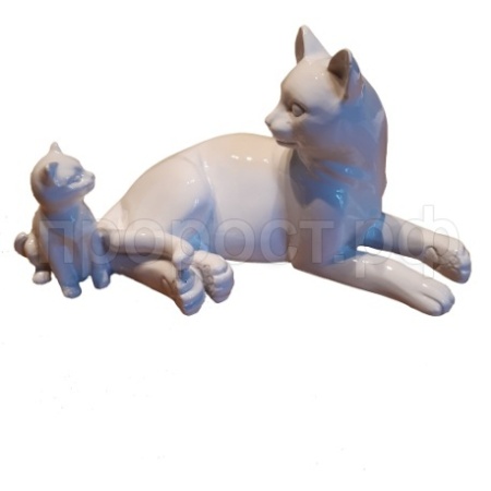 Кошка с котенком (белый глянец) L17W9H9 713605/D074