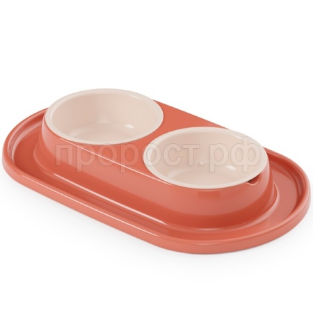 Миска двойная пластик 0,3л Эффи д/животных на подставке/9шт/М9042