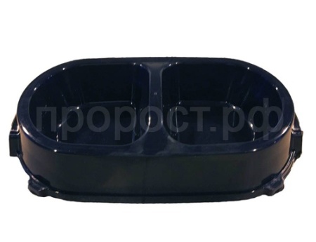 Миска двойная пластик д/кошек 0,45л нескользящая черная/FG17917/17920Гризли