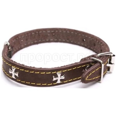 Ошейник кожа 20мм 1слойный c украшением 38-40см/40601/Бим