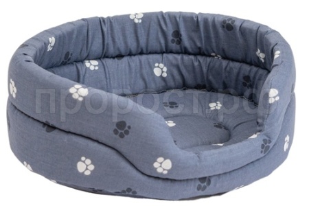 Лежанка овальная стеганая поролоновая хлопок серая 42*33*15см/9141сер