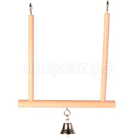 Игрушка д/птиц Качель деревянная с колокольчиком 12,5*13.5см/31291/Биосфера