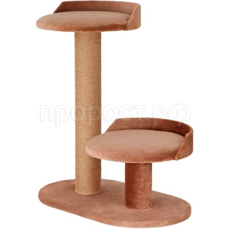 Когтеточка БЕТА столбик 2 круглые лежанки джут 62х35х70см 10 КД-39 коричневый