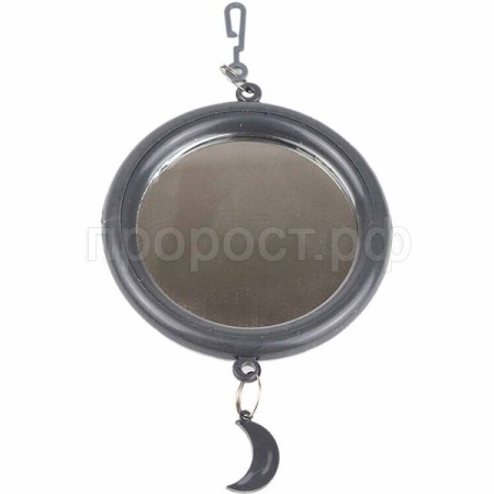 Игрушка д/птиц Zoo-M Зеркало большое с пластиковым подвесом блистер серое/5015/Дарэлл