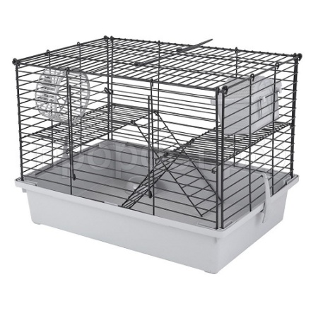 Клетка д/грыз МОРТИ 38*28*28см св-сер/черн (комп-дом,колесо,миска) /4437/Дарэлл