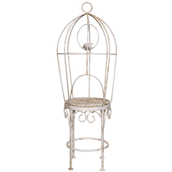 Клетка с птицей садовый декор РЗДИ белый антик/1шт Клетка с птицей садовый декор РЗДИ белый антик/1шт
