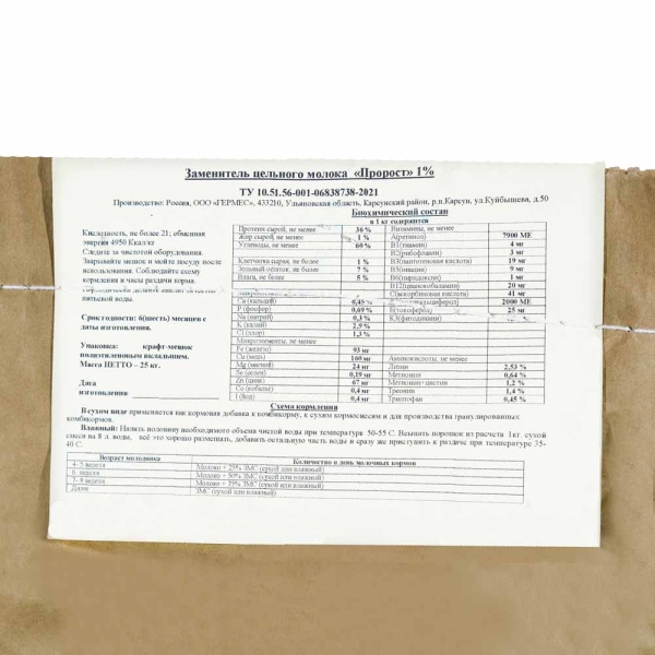 ЗЦМ ПРОРОСТ 1% 25кг