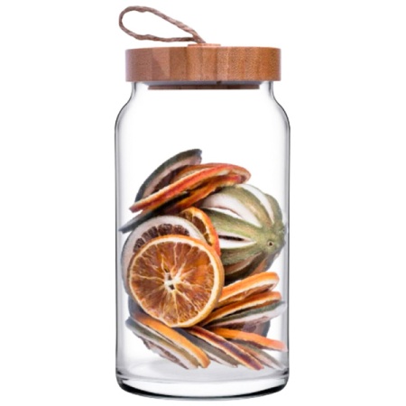 Банка стеклянная 1130мл с бамбук крышкой ВУДИ /43593SLB  Банка стеклянная 1130мл с бамбук крышкой ВУДИ /43593SLB