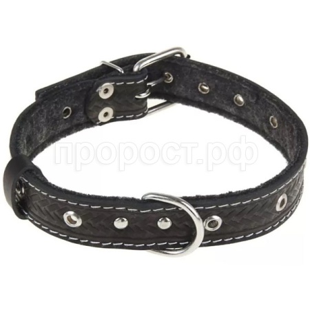 Ошейник кожа 17мм безразмерный на фетре 37-40см/40533/Бим