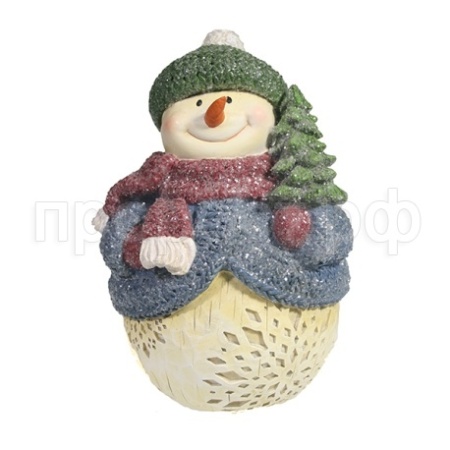 Фигура Снеговик с елкой L11.5W11H15.5   714152