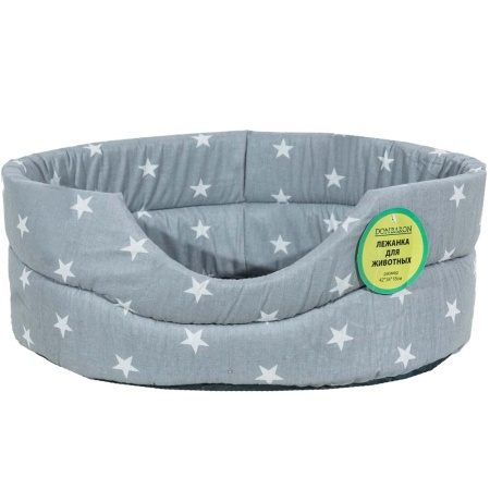 Лежанка овальная стеганая поролоновая хлопок Звезды МИКС 52*46*20см/DONBARON