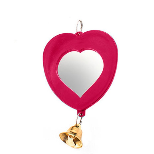 Игрушка д/птиц Zoo-M Зеркало Сердечко с колокольчиком блистер бирюза/5001/Дарэлл