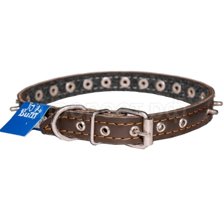 Ошейник кожа 20мм с украшением и шипами на фетре 44-46см/40632/Бим