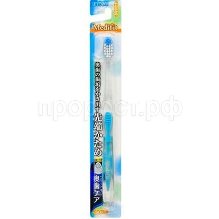 Зубная щетка 4-х рядная с плоским срезом щетинок и прорезиненой ручкой мягкая