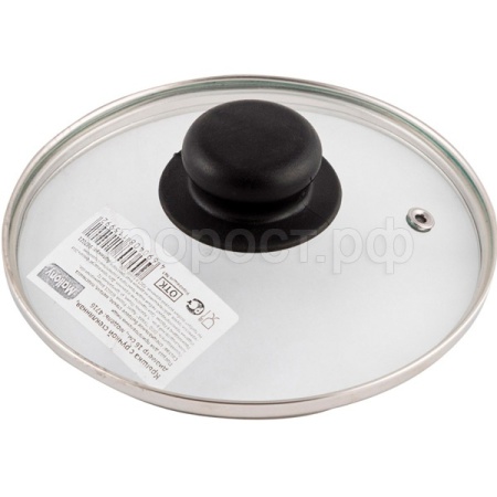 Крышка стеклянная D16см с ручкой метал.обод паровыпуск низ. 987021 /34шт/Mallony Крышка стеклянная D16см с ручкой метал.обод паровыпуск низ. 987021 /34шт/Mallony