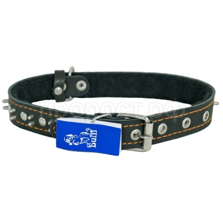 Ошейник кожа 25мм с украшением и шипами на фетре 38-40см/40786/Бим