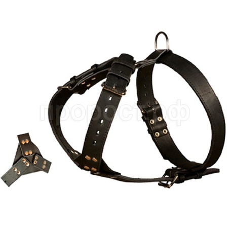 Шлейка кожа 45мм с треугольником двойная шея 45-69см грудь 82-98см/01007011/Каскад