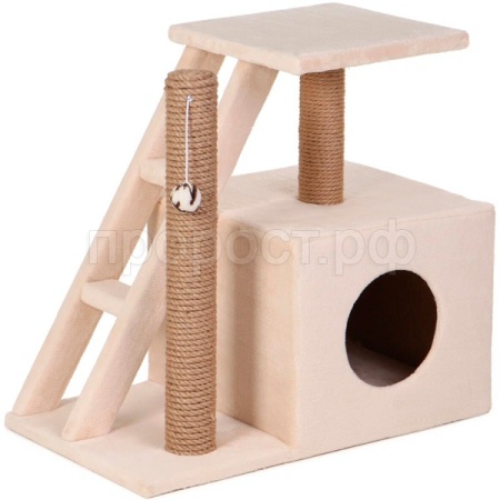 Когтеточка ДОМОСЕД дом лестница площадка джут 60х35х56см 7 КД-27 бежевый