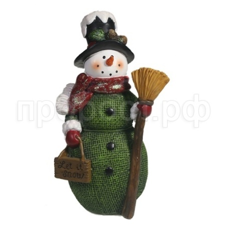 Фигура Снеговик с метлой L9.5W8.5H18  714153 