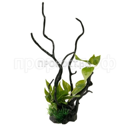 Грот Decor 223 Коряга с растением 30*24*34см  Грот Decor 223 Коряга с растением 30*24*34см