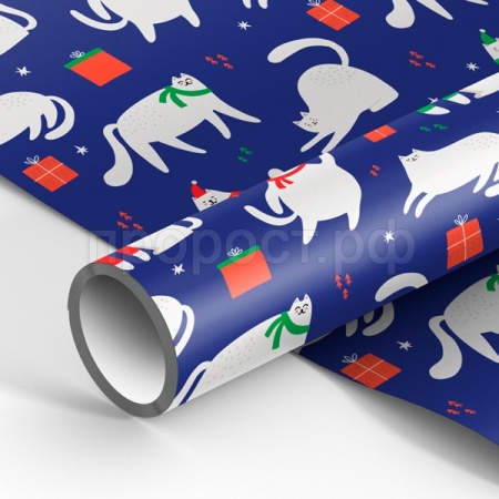 Упаковочная бумага 70*100см "Пушистый праздник" глянц. 80г/м2 MESHU/MS_53477/Рельеф